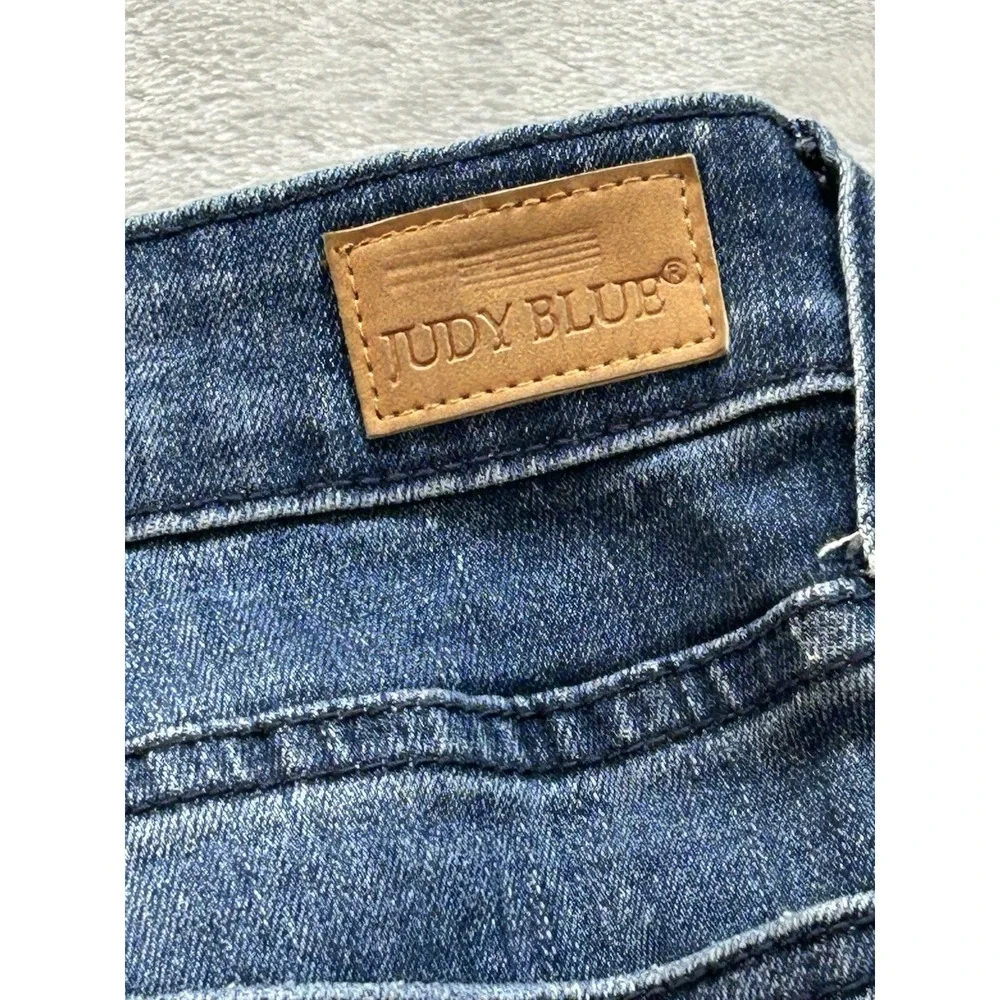Judy Blue Jean Women Sz 11/30 Speckled Blue Relaxed Fit Tapered Mid Rise Stretch